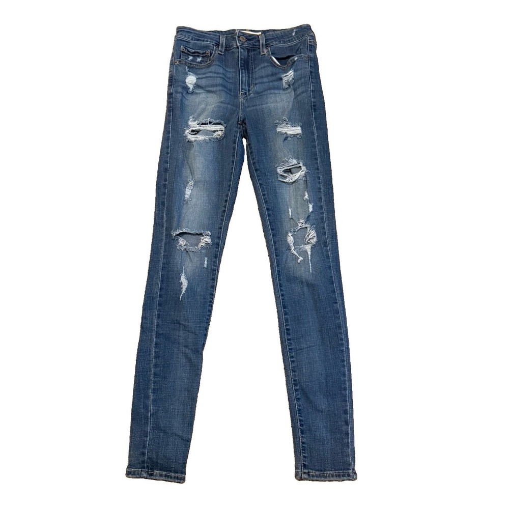 Levi's Premium 721 High Rise Skinny Jeans Women's 29 - 29x30 Blue Distressed